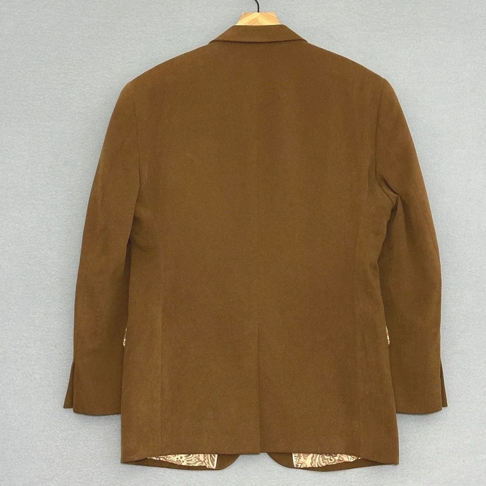 Alan Flusser Mens Jacket 44R Cognac Brown Textured Twill 2 Button Sport Coat